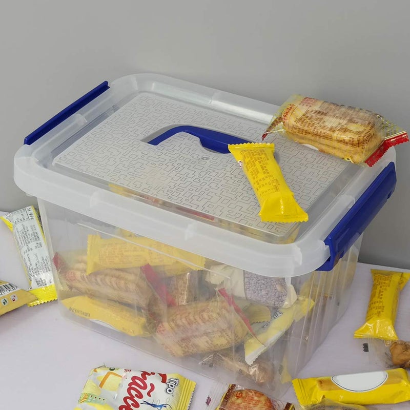 Hespama 4 Packs 6 Quart Lidded Storage Bin, Plastic Latching Container Box with Handle - Image 4